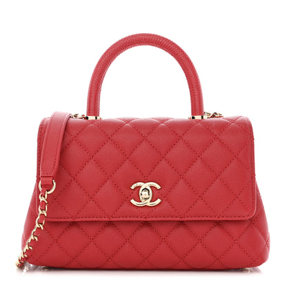 Chanel Caviar Quilted Mini Coco Handle Flap Red 1 of 13