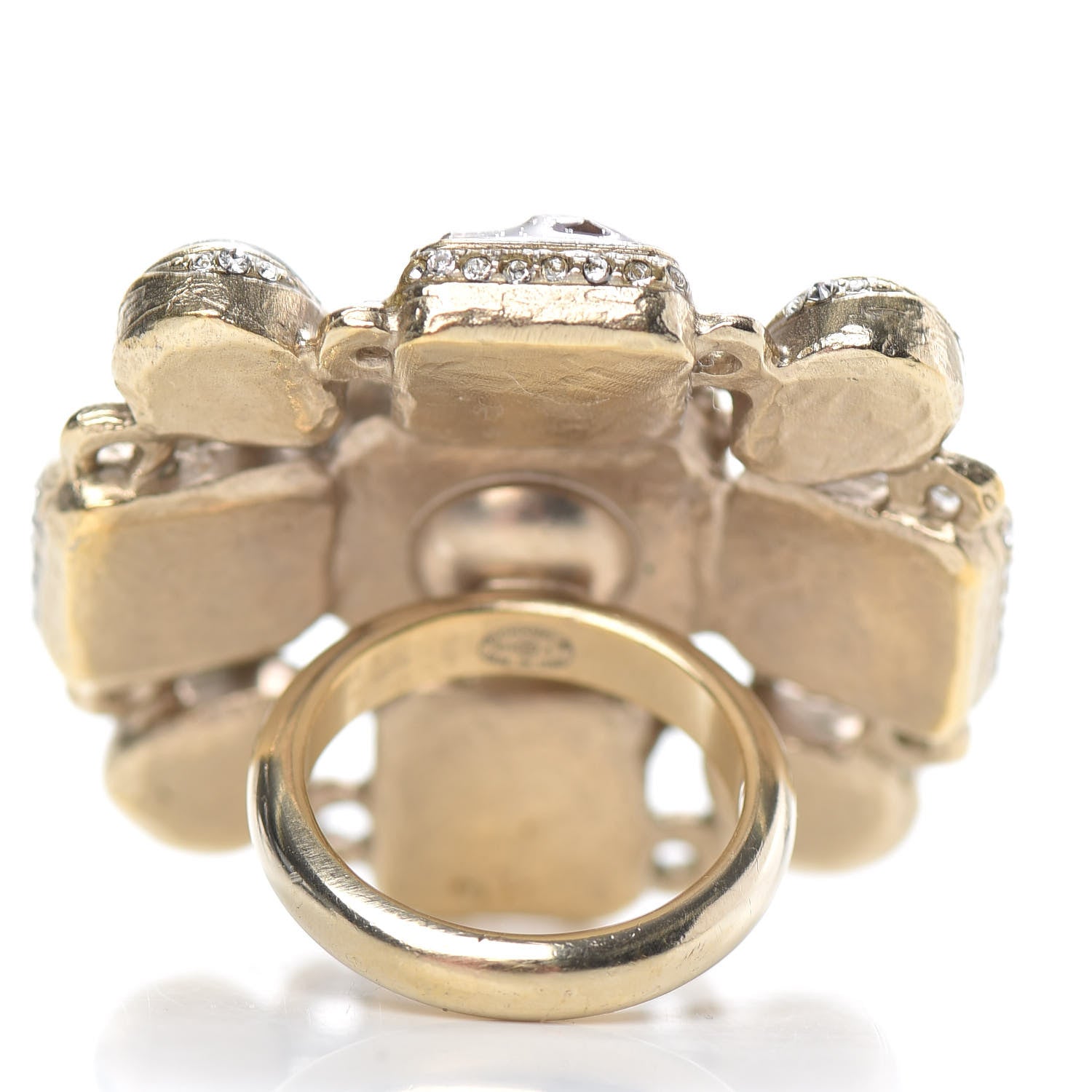 Chanel Gripoix Glitter Poured Glass CC Ring 6 Gold Multicolor 4 of 5