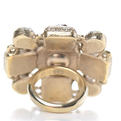 Chanel Gripoix Glitter Poured Glass CC Ring 6 Gold Multicolor 4 of 5