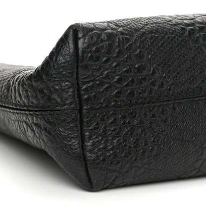 Burberry Signature Grain Calfskin Check Embossed Small Chichester Crossbody Clutch Bag Black 5 of 14
