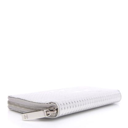 Chanel Patent Embossed CC Zip Around Wallet Silver 4 of 14
