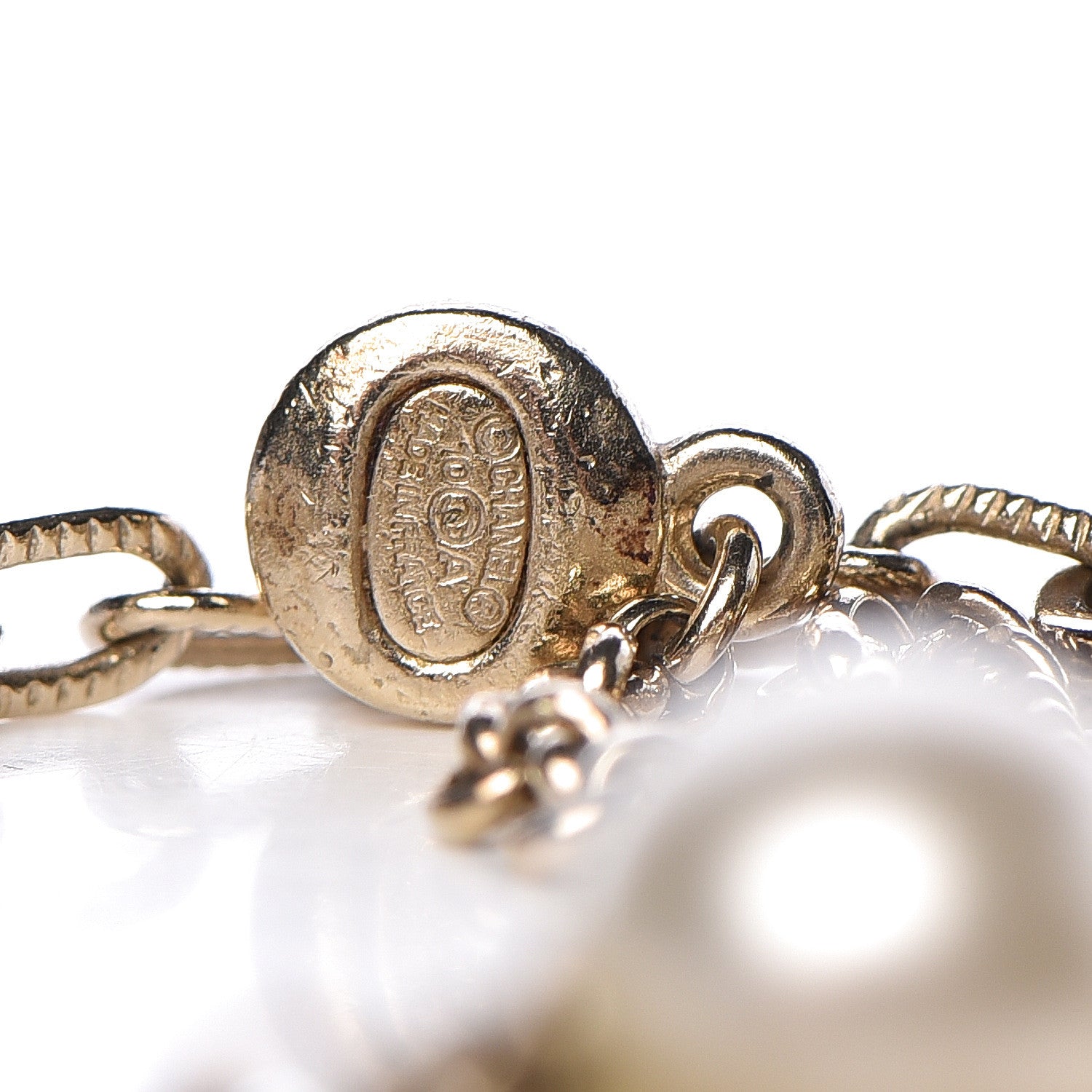 Chanel Pearl Crystal CC Chain Bracelet Gold 4 of 5