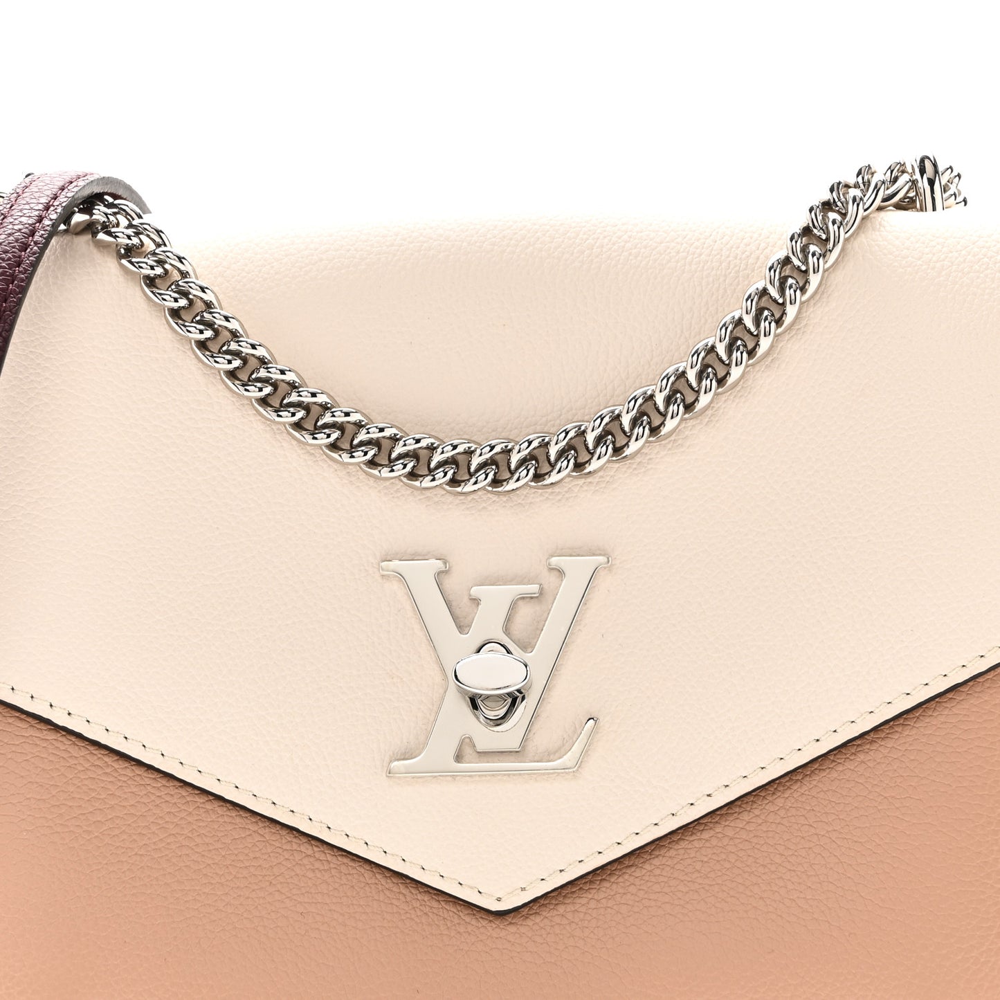 Soft Calfskin My Lockme Chain Bag BB Rose Silk Quartz Calla