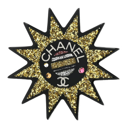 Chanel Resin Glitter CC Star Brooch Black Gold 1 of 4