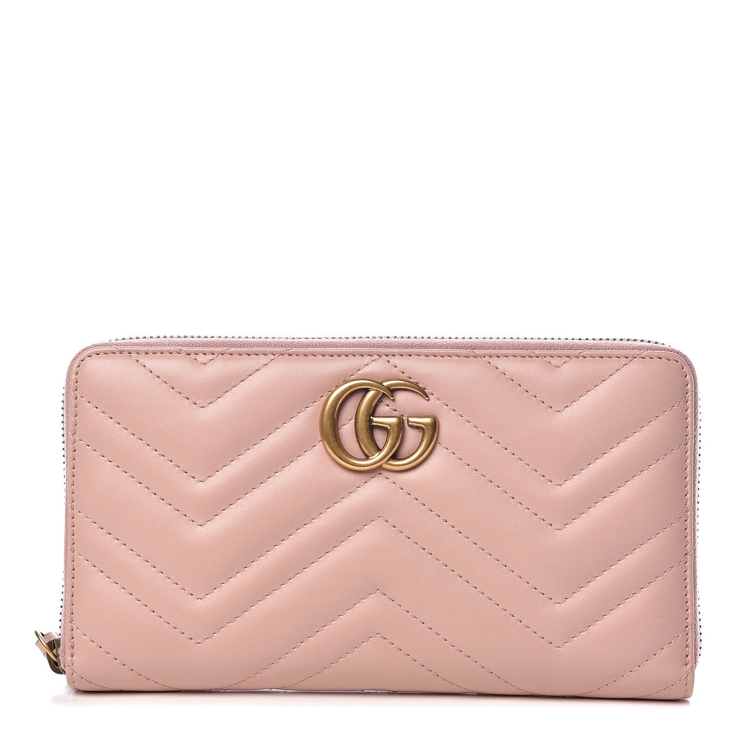 Gucci Calfskin Matelasse GG Marmont Zip Around Organizer Wallet Perfect Pink 1 of 11