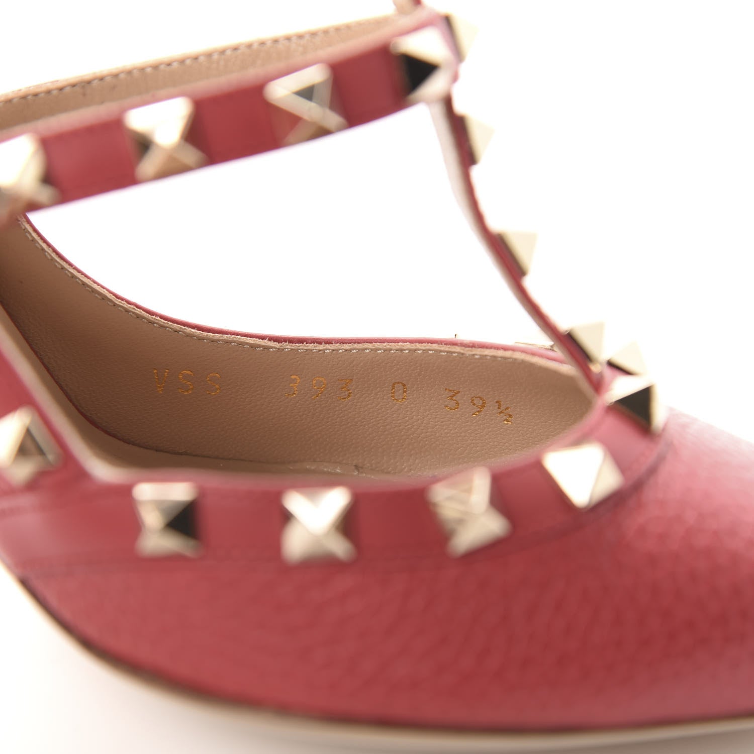 Valentino Garavani Pebbled Calfskin Rockstud Ankle Strap 100mm Pumps 39.5 Rock Pink 8 of 10