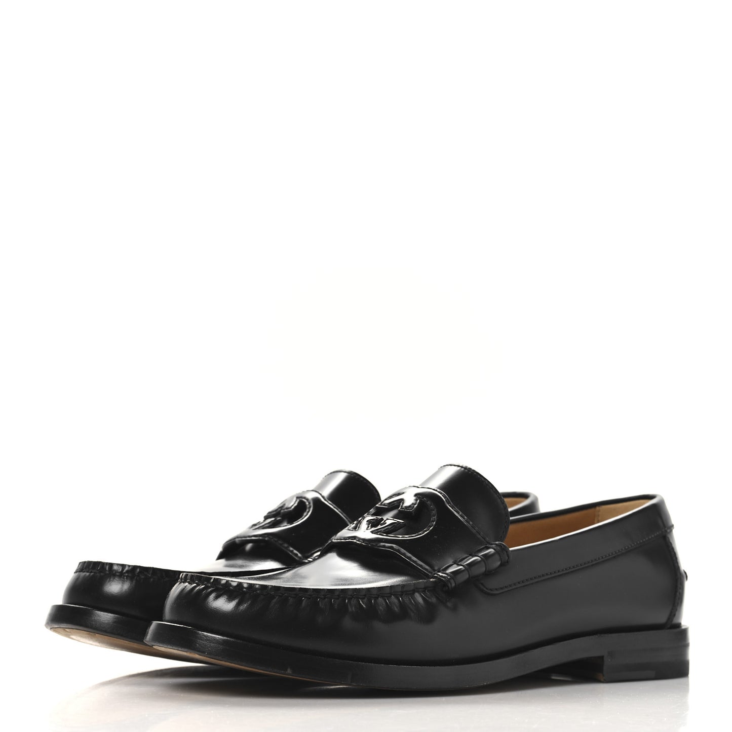 Calfskin Mens Interlocking G Millennial Ribot Loafers 8.5 Black