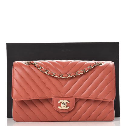 Chanel Lambskin Chevron Quilted Medium Double Flap Rosewood 9 of 9