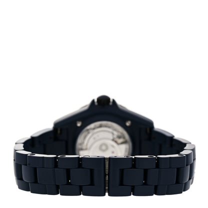 Chanel Stainless Steel Ceramic Diamond 33mm J12 Automatic Watch Blue 3 of 5