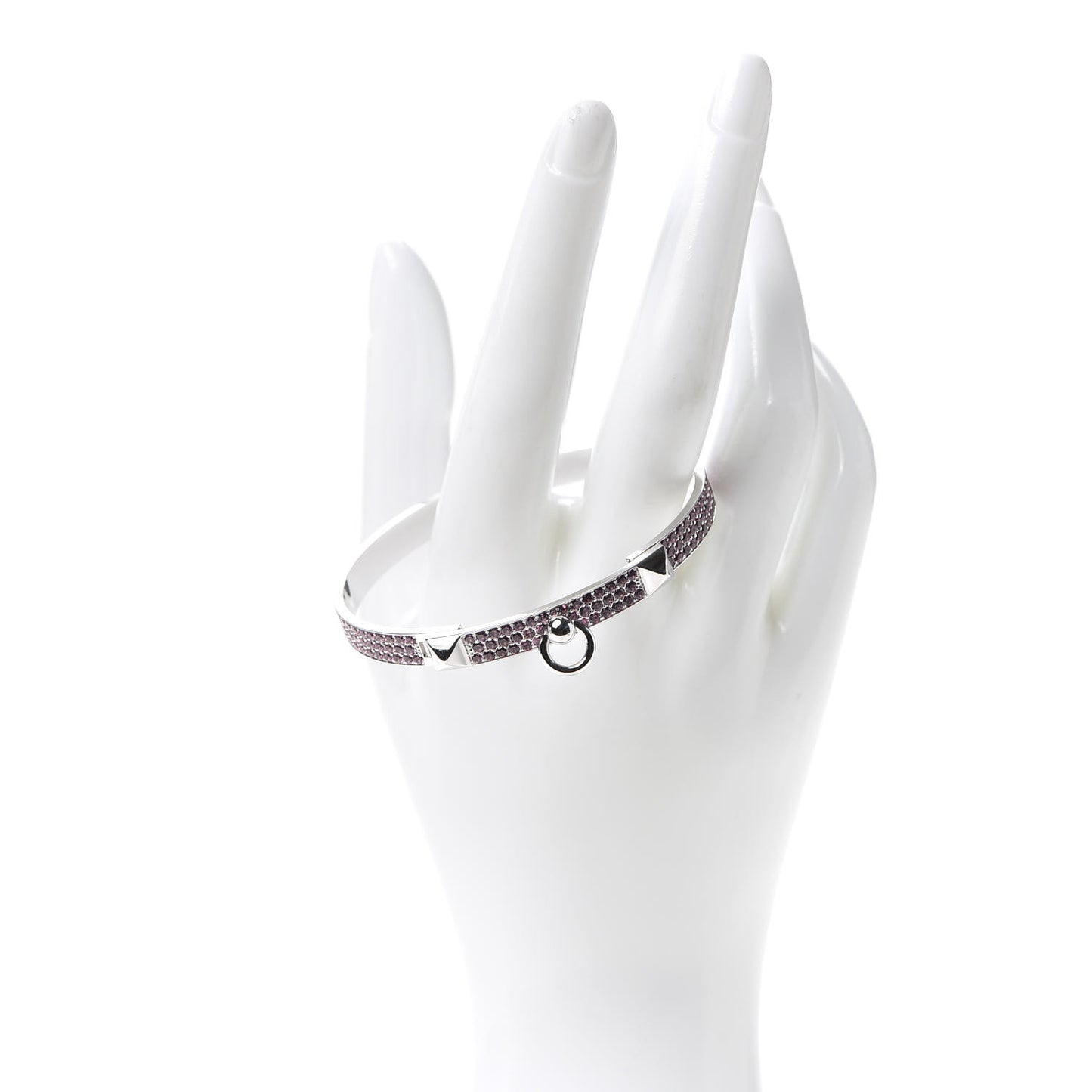 18K White Gold Pink Sapphire PM Collier De Chien Full Pave Bracelet ST