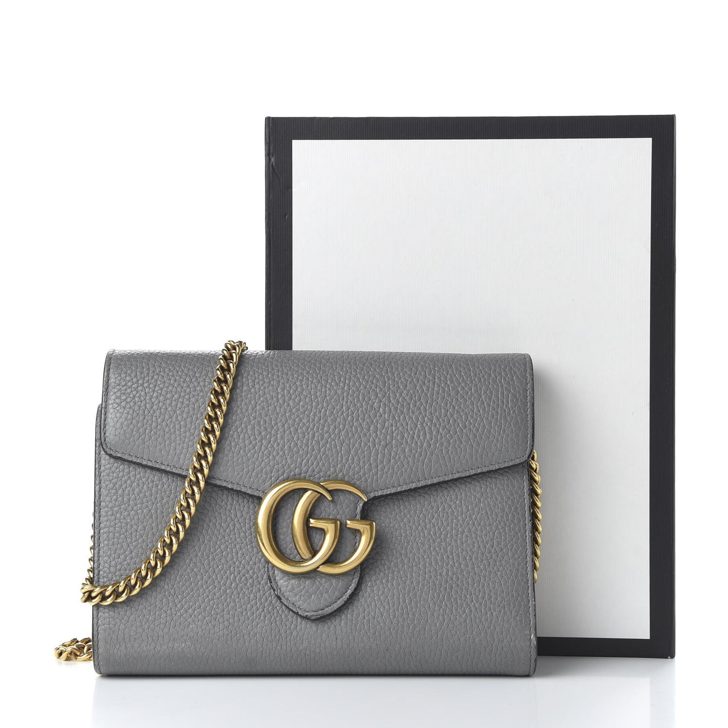 Cellarius Calfskin GG Marmont Chain Wallet Deep Grey
