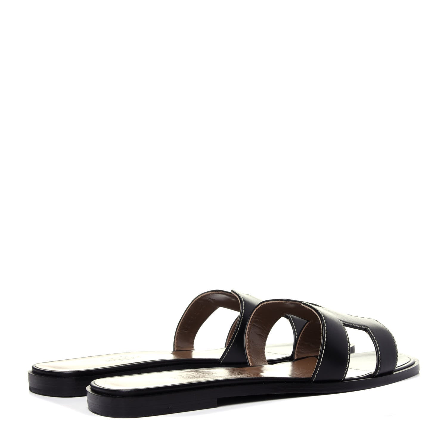 Hermes Box Calfskin Oran Sandals 38.5 Black 4 of 11