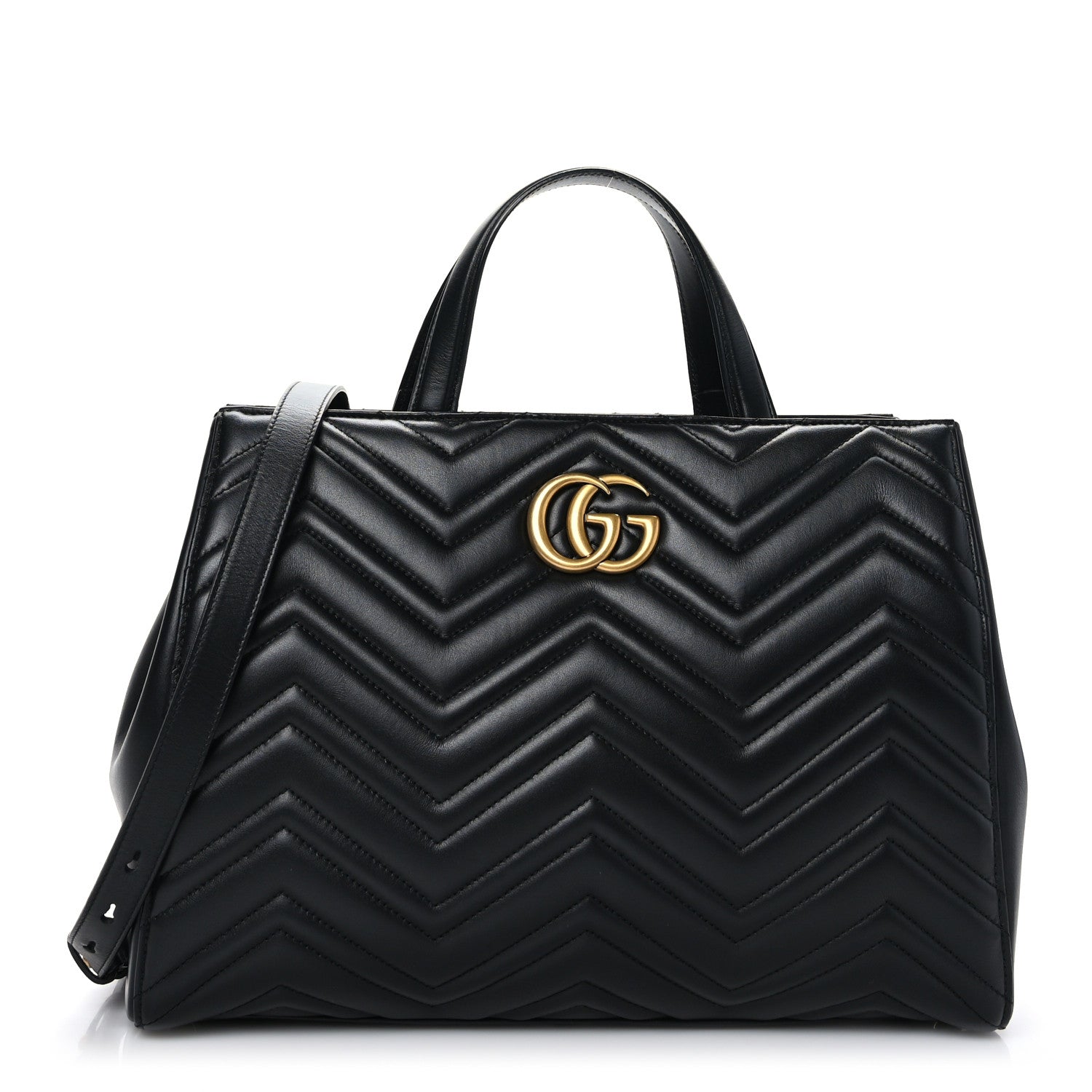 Gucci Calfskin Matelasse Medium GG Marmont Tote Black 1 of 9