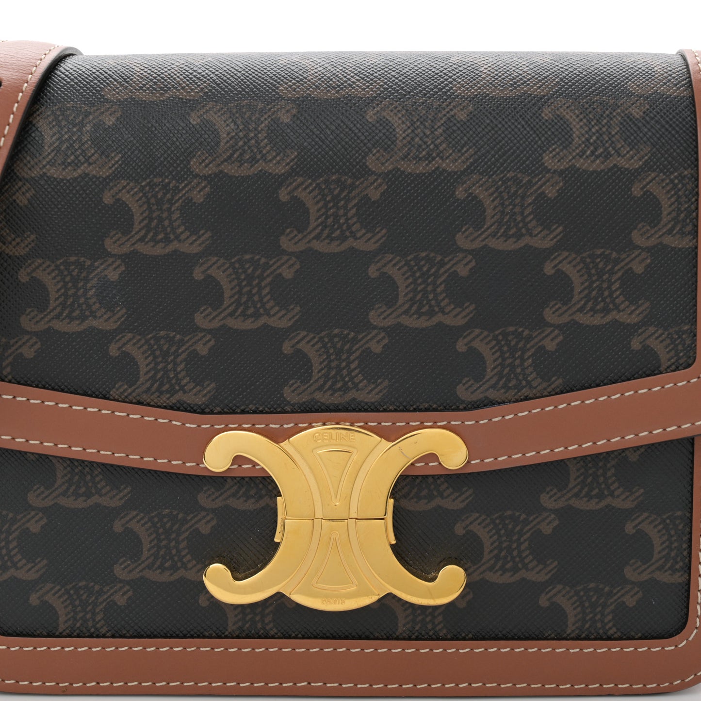 Calfskin Triomphe Canvas Teen Triomphe Bag Tan