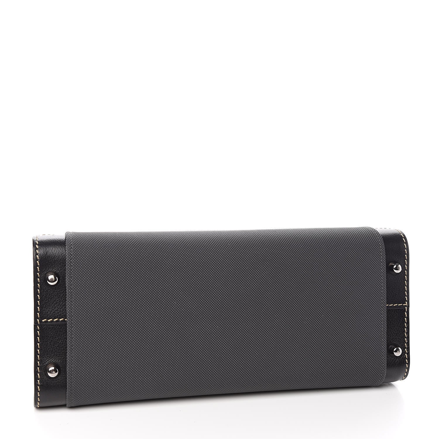 Delvaux Calfskin Canvas Illusion Top Handle Frame Bag Jumping Black 4 of 9