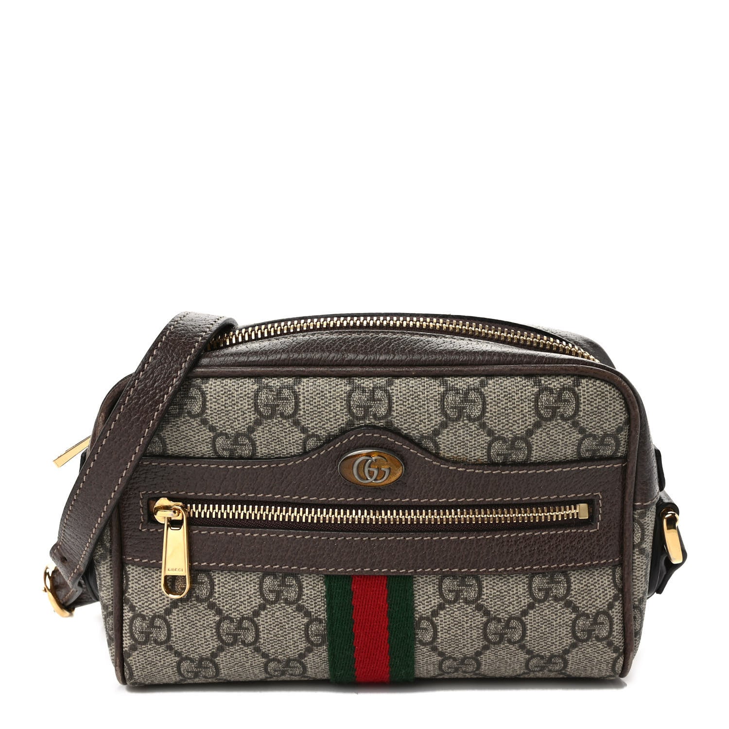 Gucci GG Supreme Monogram Web Mini Ophidia Shoulder Bag Brown 1 of 12