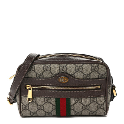 Gucci GG Supreme Monogram Web Mini Ophidia Shoulder Bag Brown 1 of 12