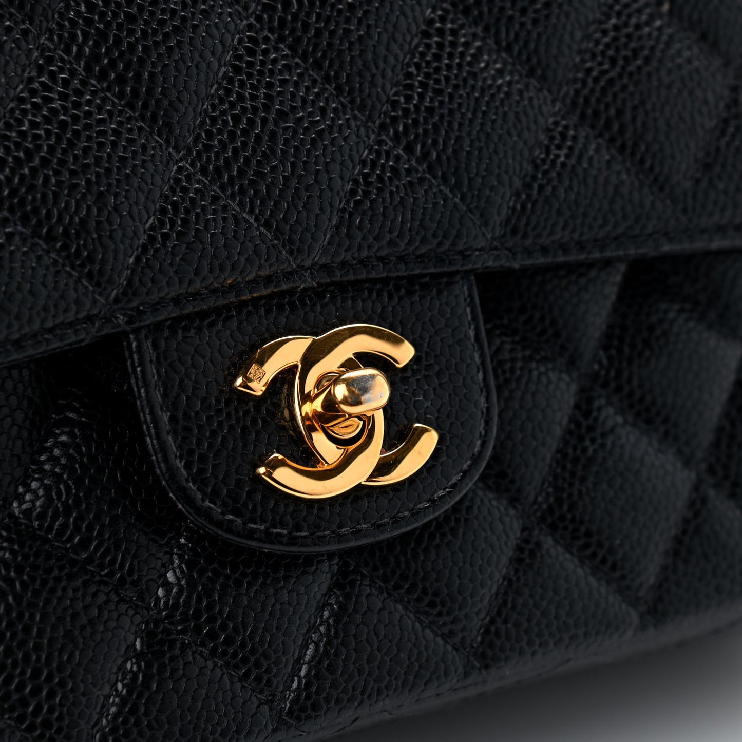 Caviar Quilted Medium Double Flap Black