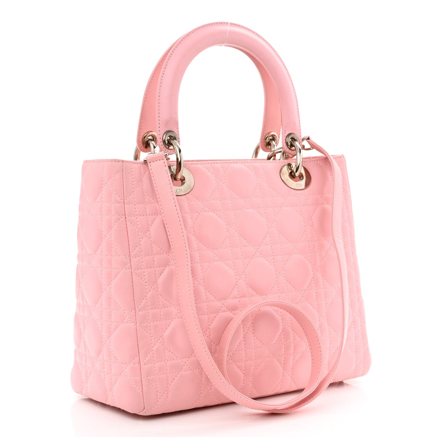 Lambskin Cannage Medium Lady Dior Rose Clair