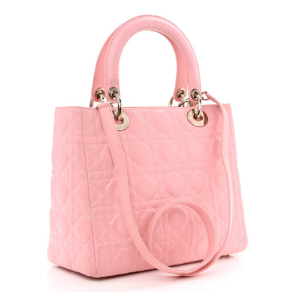 Christian Dior Lambskin Cannage Medium Lady Dior Rose Clair 3 of 14