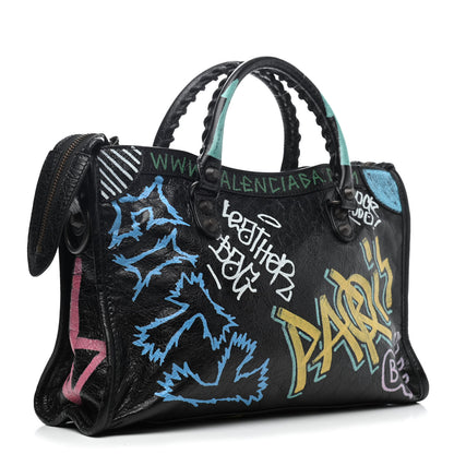 Balenciaga Agneau Graffiti All Over Classic Hardware S City Black Multicolor 2 of 4