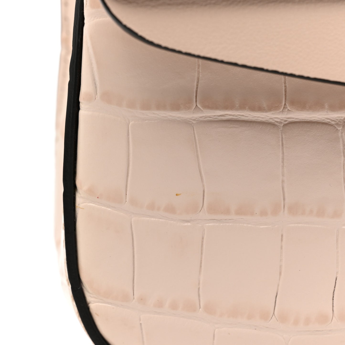 Calfskin Crocodile Embossed Small C Double Carry Cement Pink