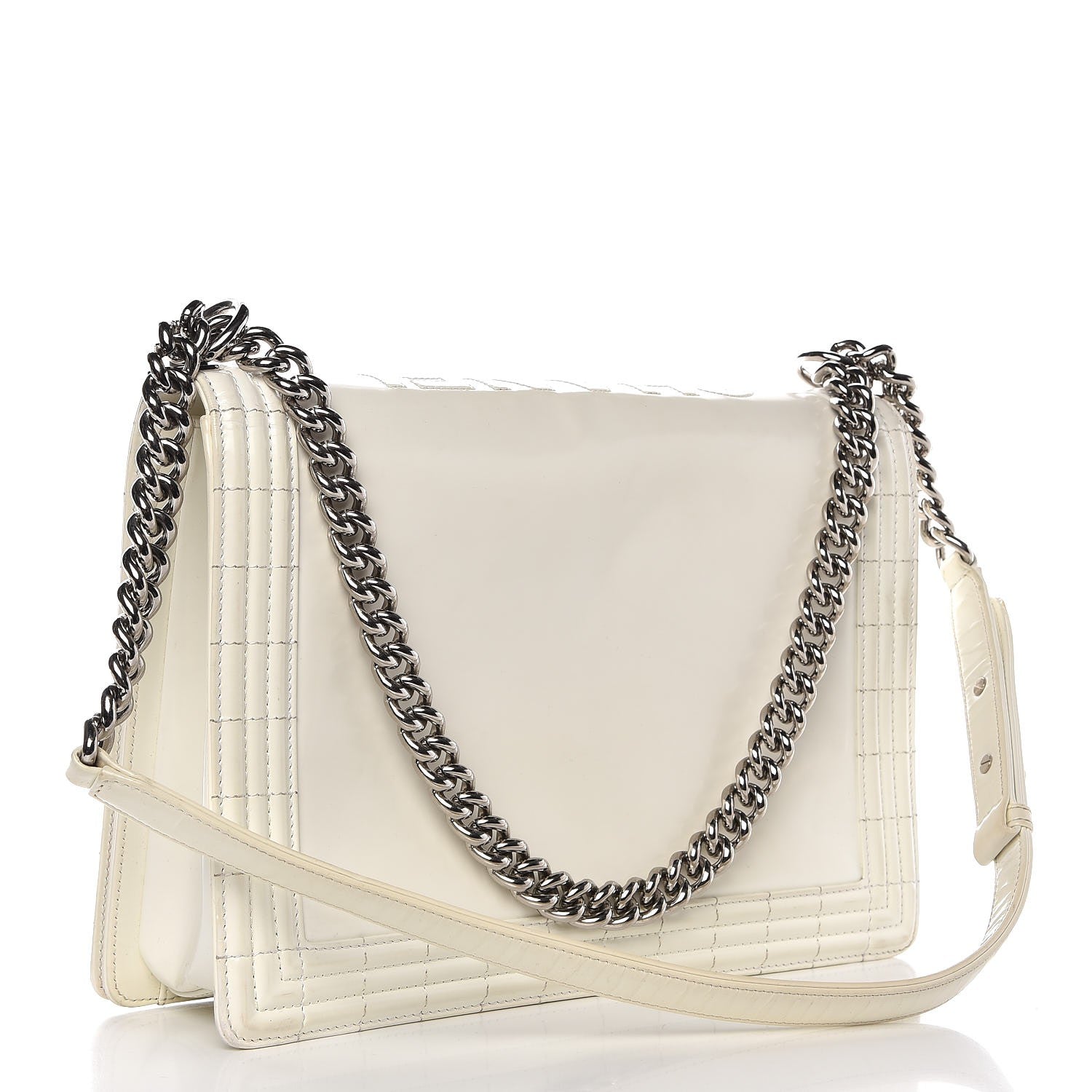 Chanel Glazed Calfskin Large Boy Flap White 3 of 14