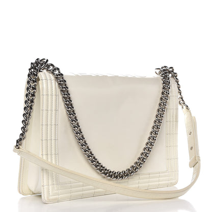 Chanel Glazed Calfskin Large Boy Flap White 3 of 14