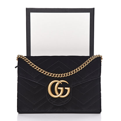 Gucci Velvet Matelasse GG Marmont Chain Wallet Black 11 of 11