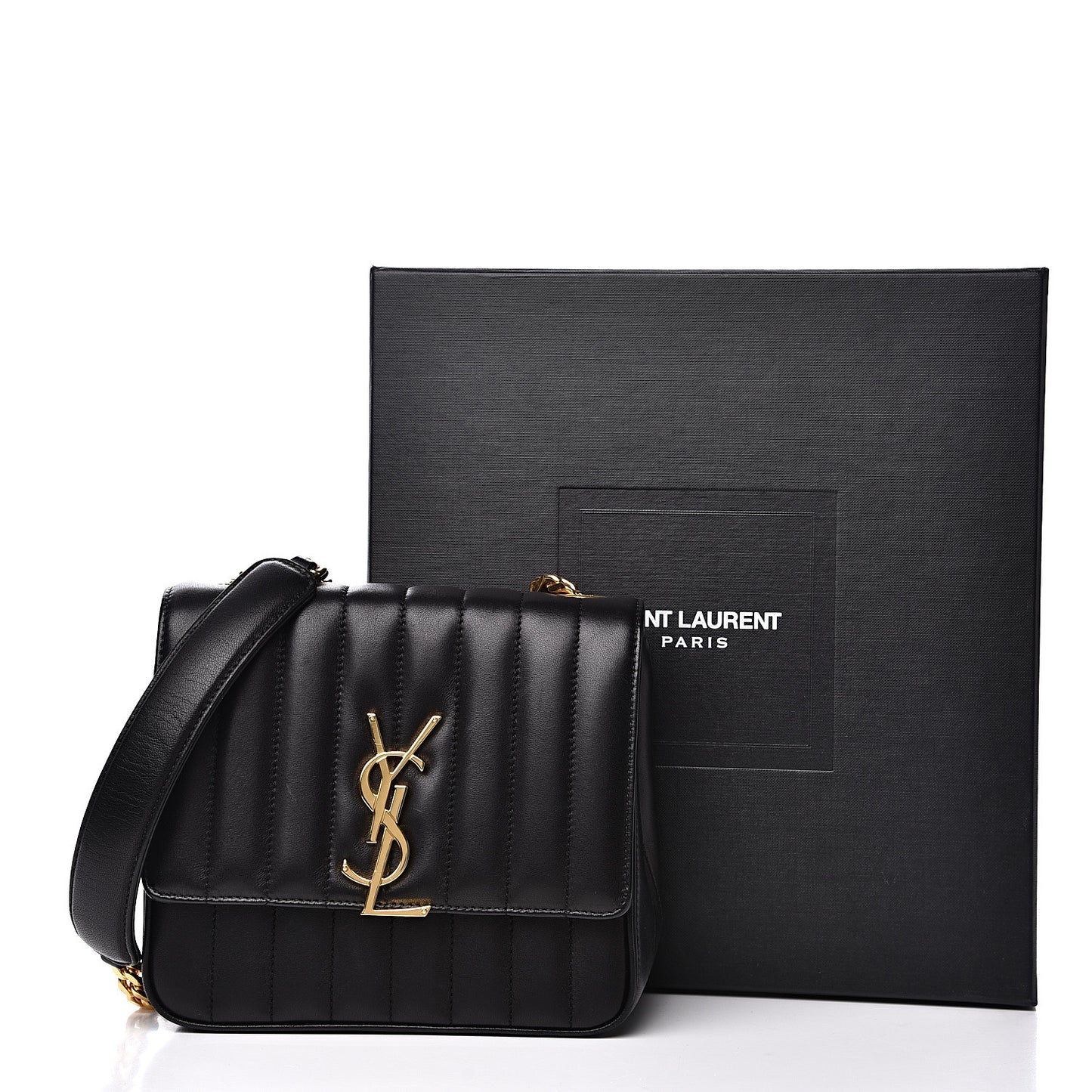 Lambskin Matelasse Monogram Medium Vicky Chain Bag Black