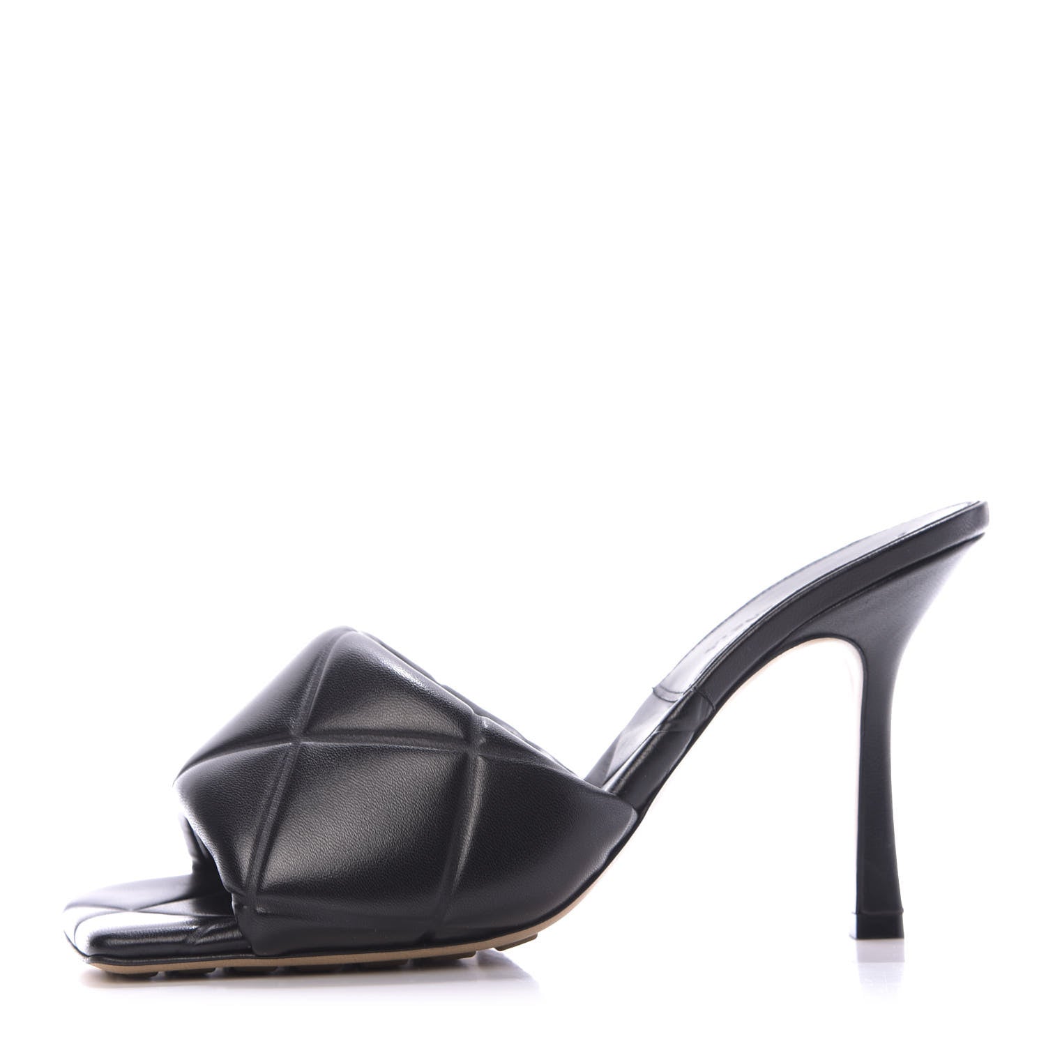 Bottega Veneta Nappa Quilted Rubber Lido Mule Sandals 38 Black 1 of 11