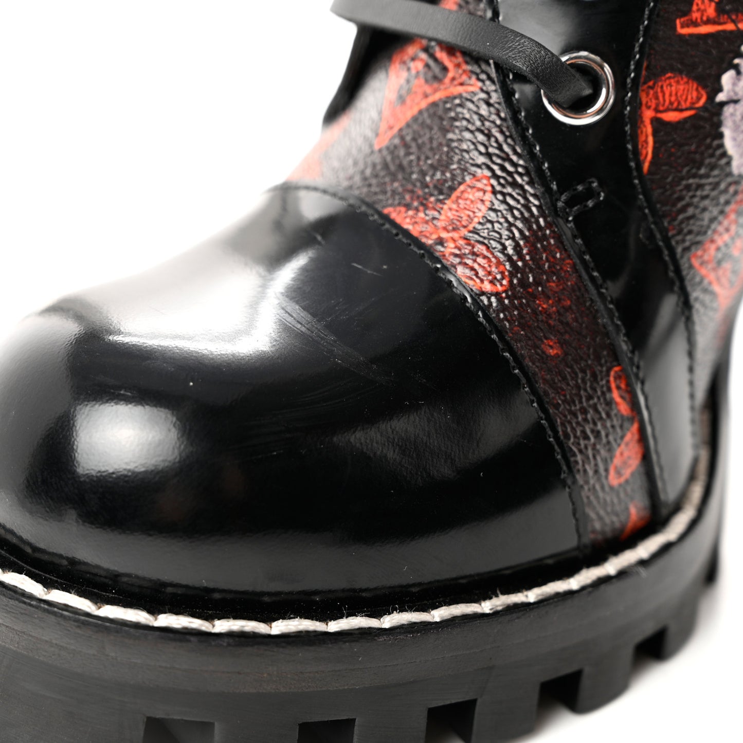 Patent Calfskin Catogram Star Trail Ankle Boots Black Marron 39