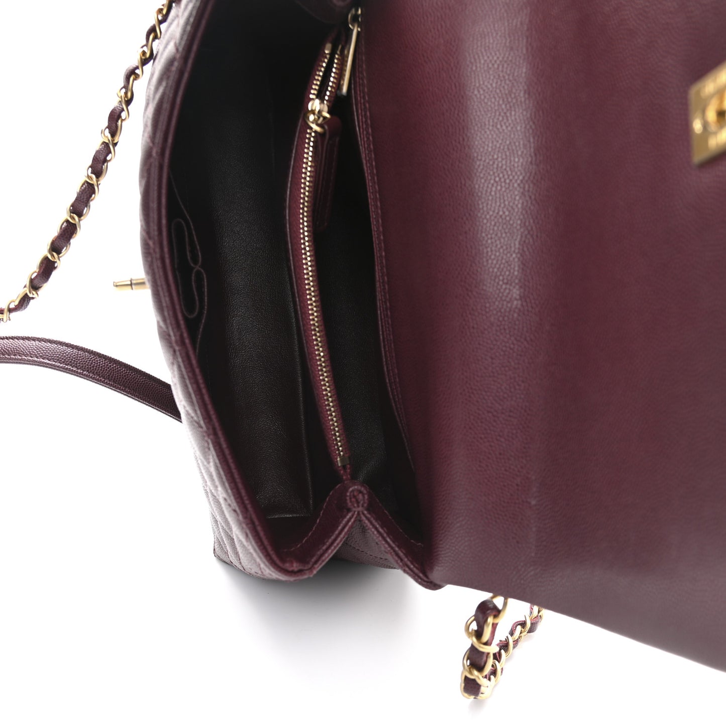 Caviar Lizard Embossed Quilted Small Coco Handle Flap Burgundy