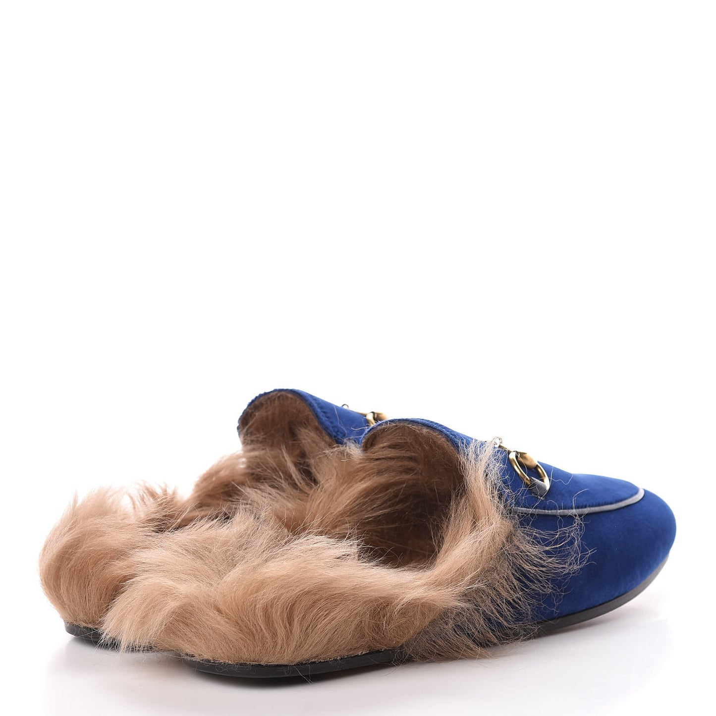 Velvet Fur Womens Princetown Slippers 35 Cobalt Blue