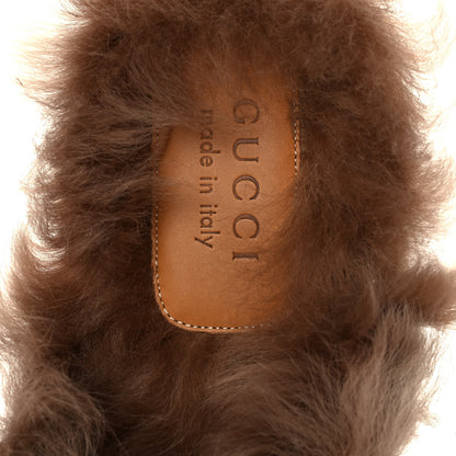 Gucci Goatskin Fur Web GG Mens Princetown Slippers 12 Cocoa 7 of 10