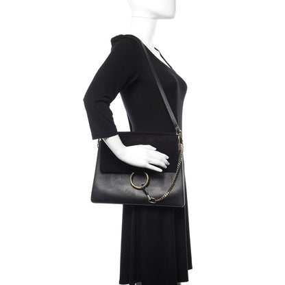 Chloe Suede Calfskin Medium Faye Shoulder Bag Black 2 of 9