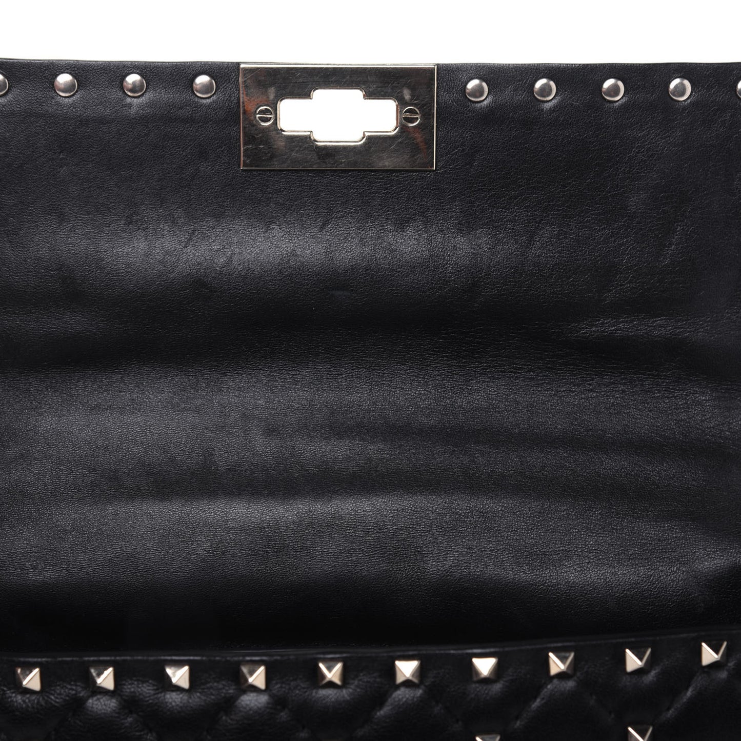Lambskin Medium Rockstud Spike Shoulder Bag Black