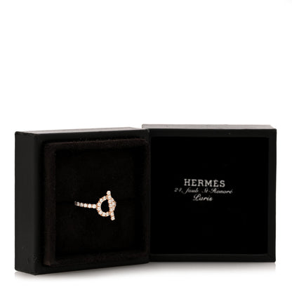 Hermes 18K Rose Gold Diamond Finesse Ring 54 6.75 6 of 6