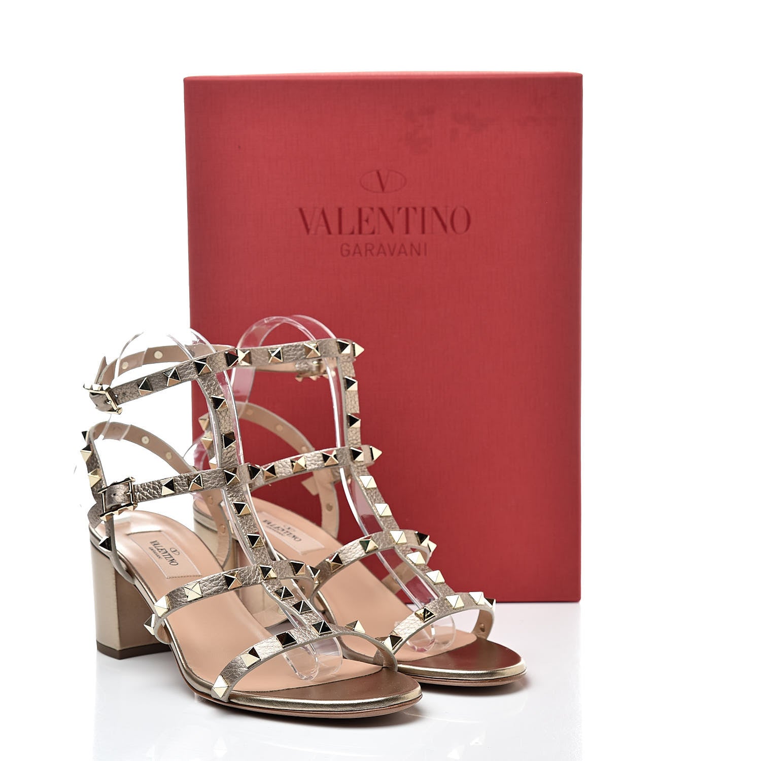 Valentino Garavani Metallic Pebbled Calfskin Rockstud 60mm City Sandals 39.5 Skin 10 of 10