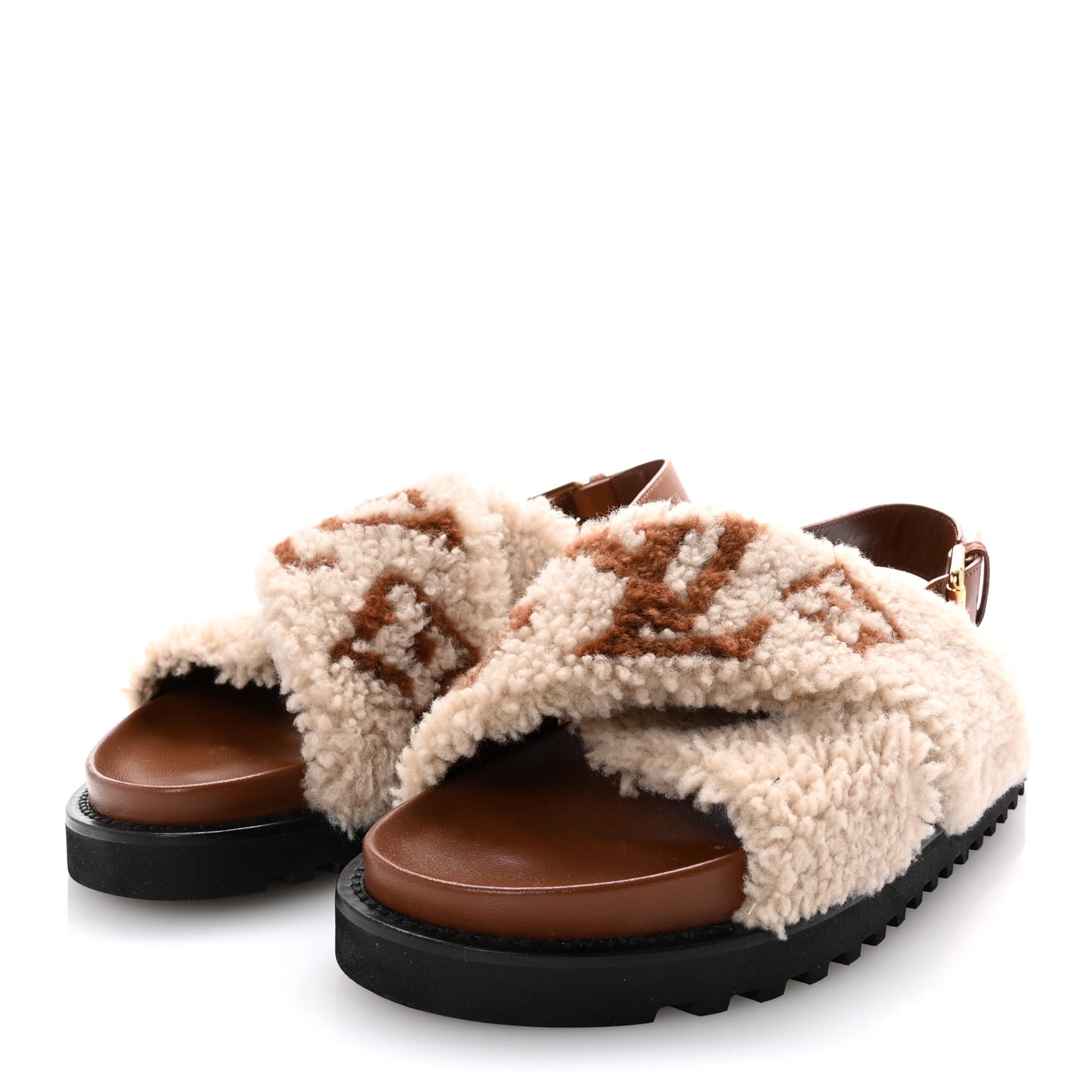 Shearling Paseo Flat Comfort Sandal 40 Nude