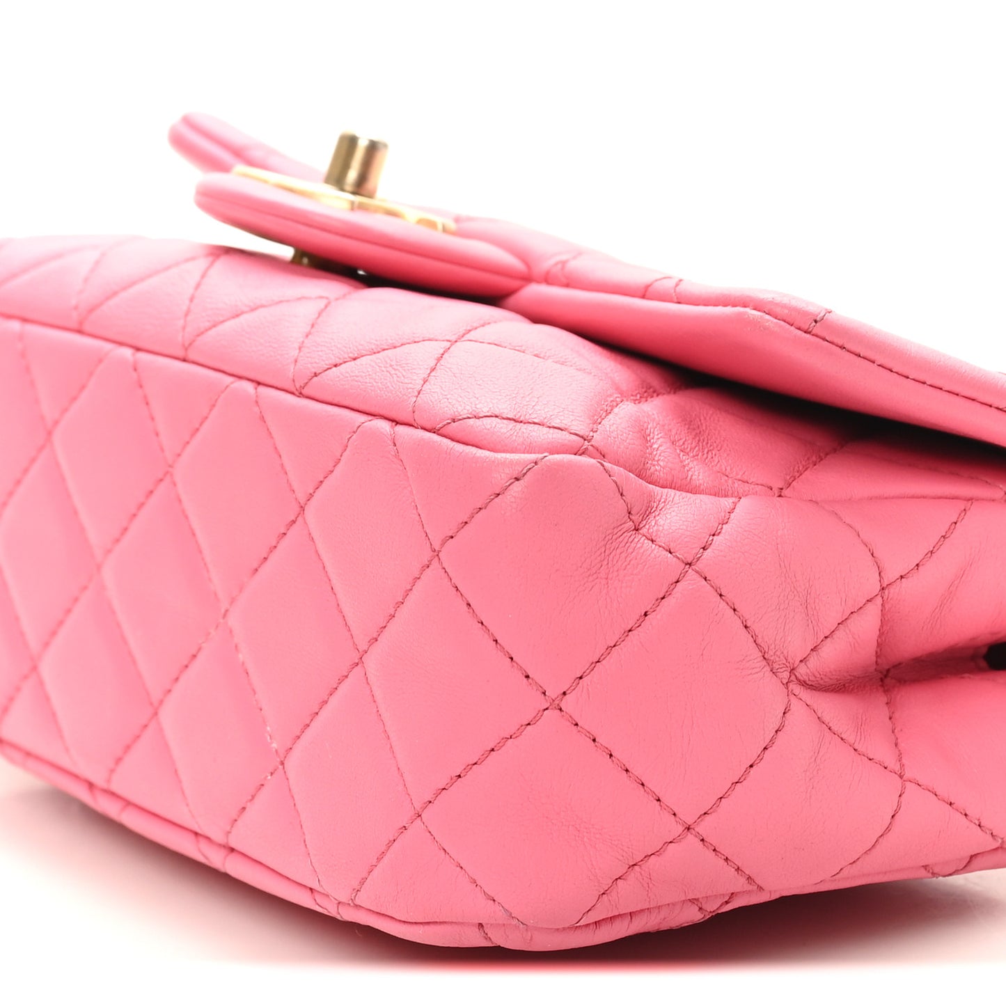 Lambskin Resin Quilted Mini Rectangular Pearl Samba Flap Pink