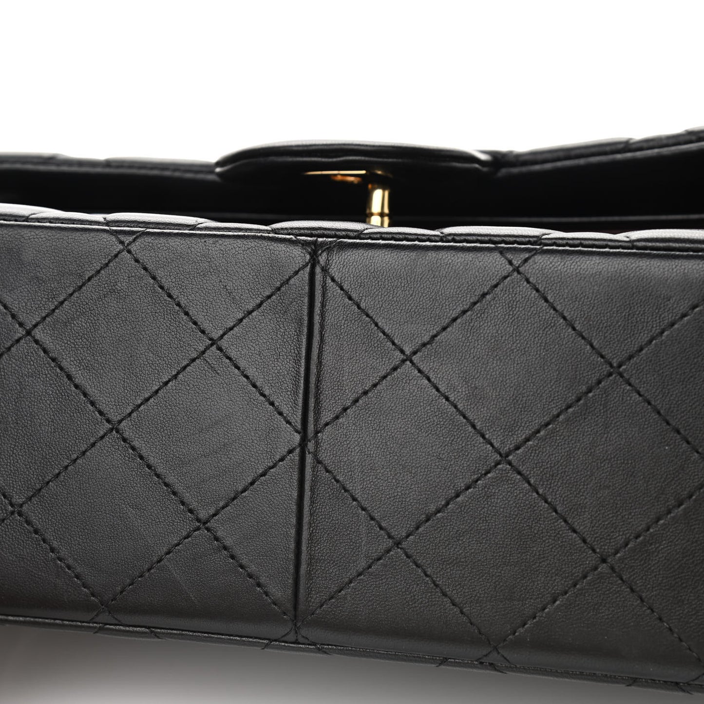 Lambskin Quilted Jumbo Double Flap Black