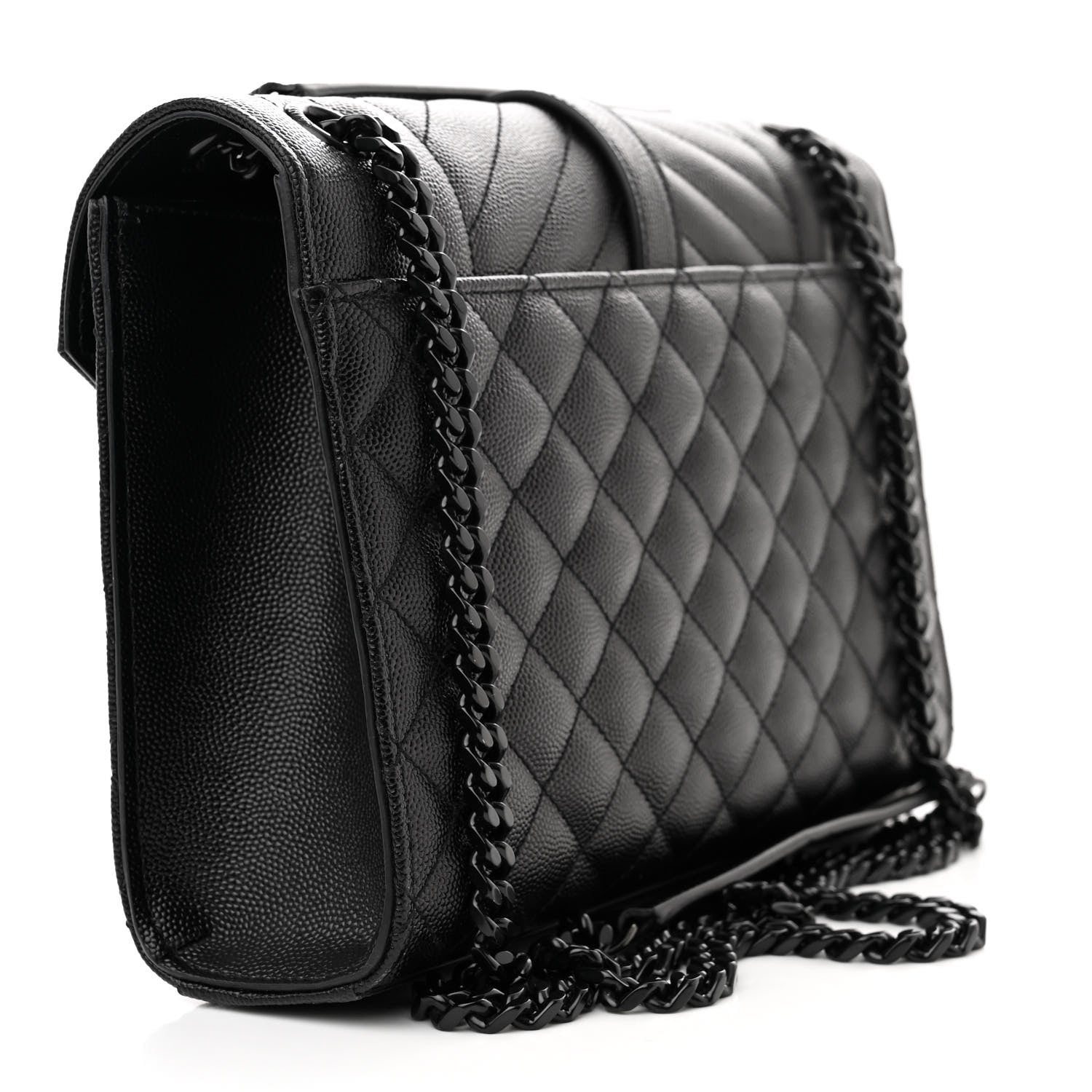 Saint Laurent Grain De Poudre Textured Mixed Matelasse Triquilt Medium Monogram Monochrome Satchel Black 3 of 9