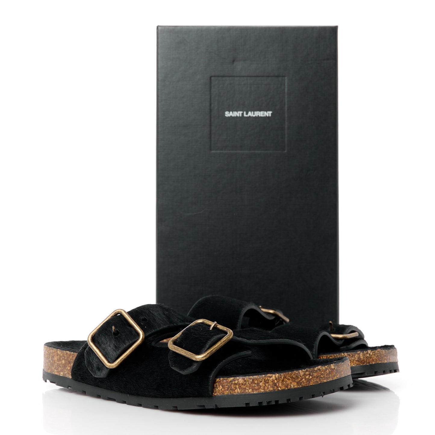 Calf Hair Jimmy Cross Slides 37 Black