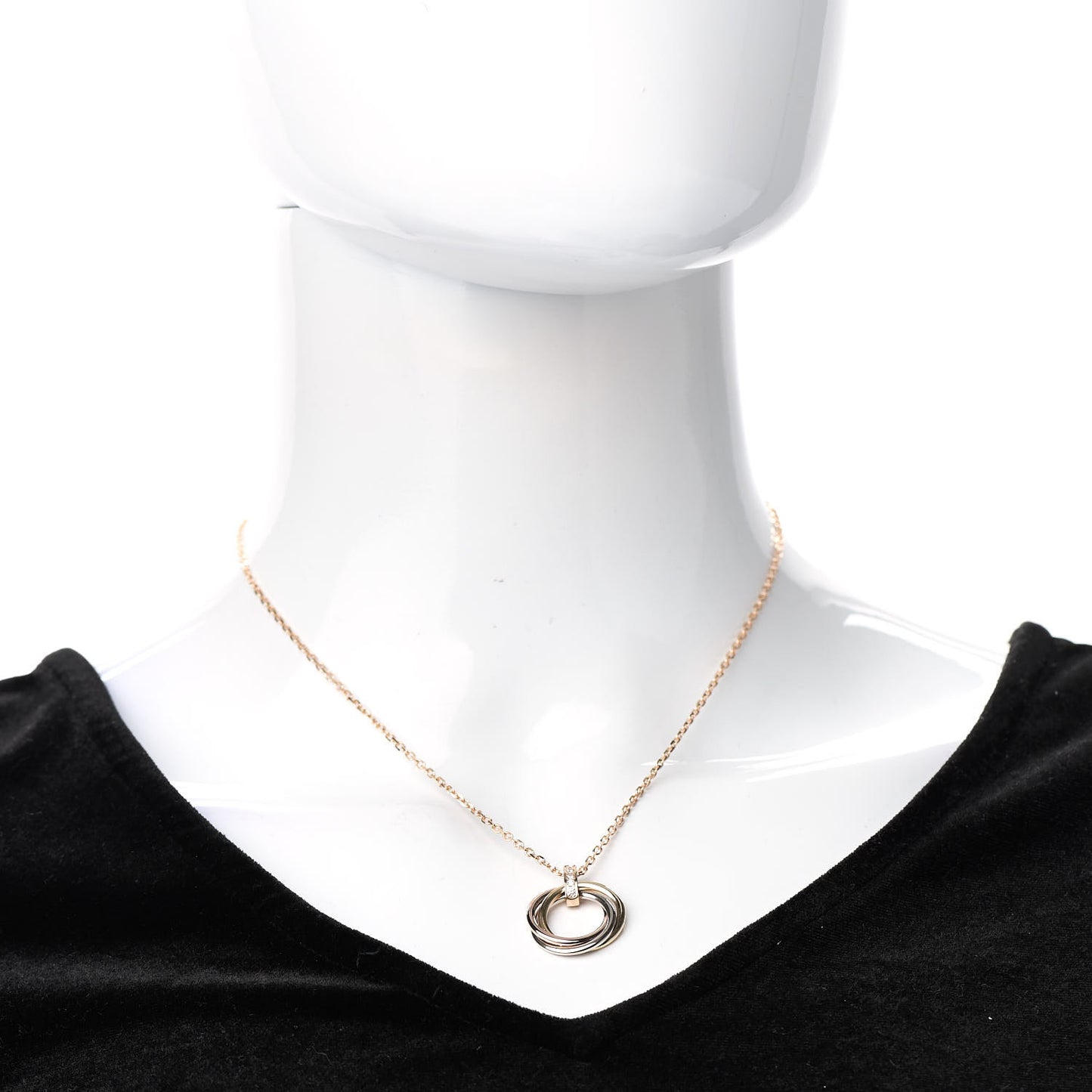 18K Pink White Yellow Gold Diamond Trinity Pendant Necklace