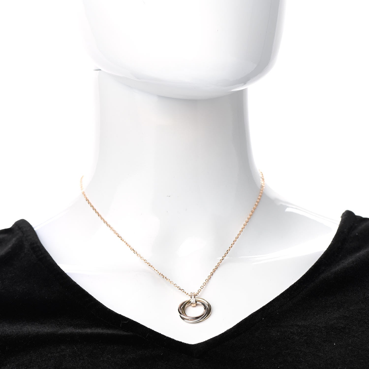 Cartier 18K Pink White Yellow Gold Diamond Trinity Pendant Necklace 2 of 5