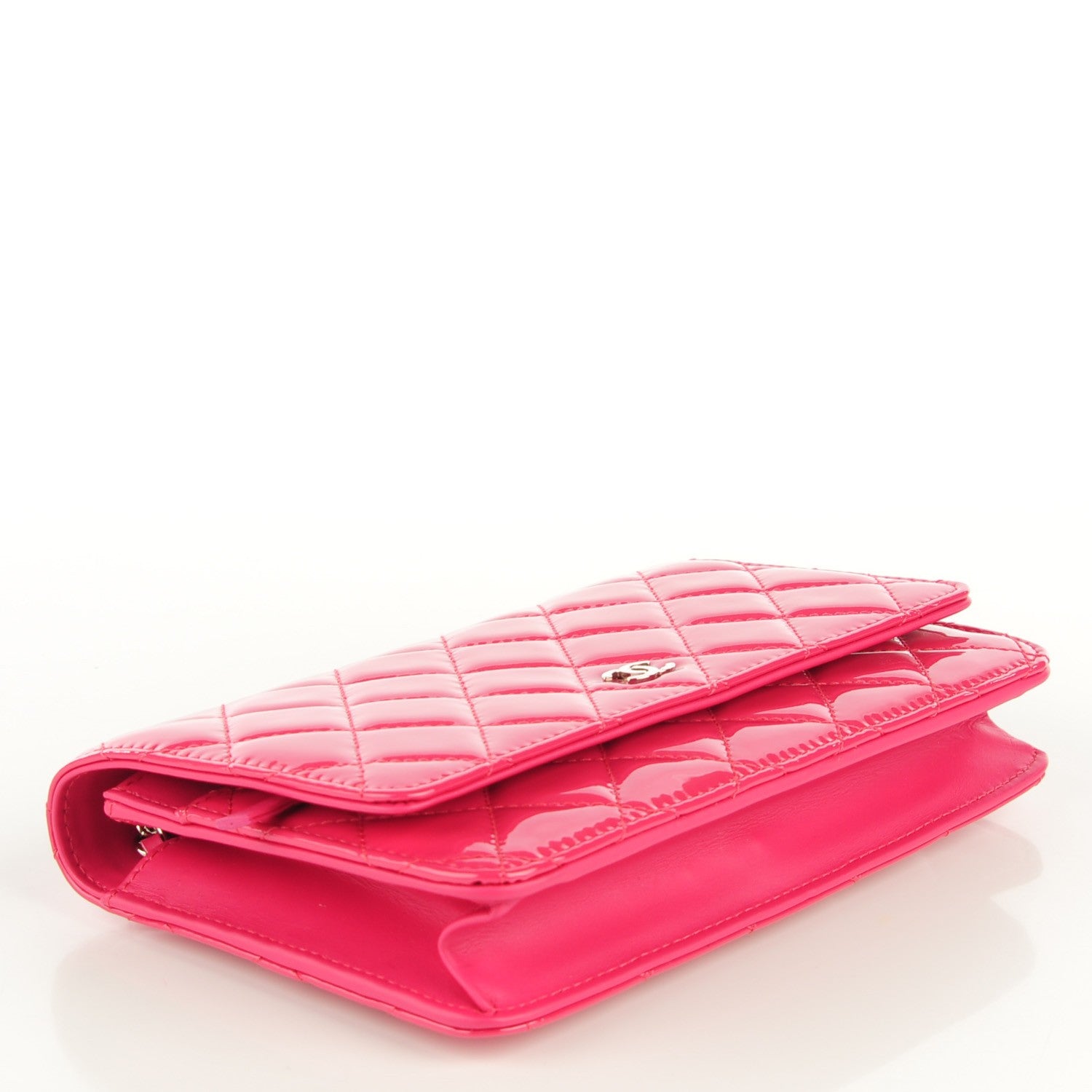Chanel Patent Quilted Wallet On Chain WOC Fuchsia 4 of 8