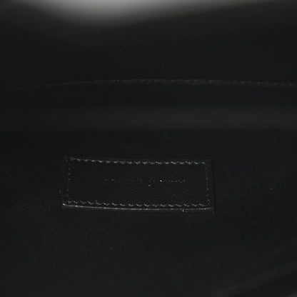 Saint Laurent Grain De Poudre Matelasse Chevron Monogram Envelope Clutch Black 6 of 10