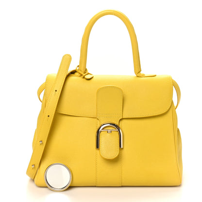Delvaux Grained Calfskin MM Brillant Satchel Yellow 3 of 11