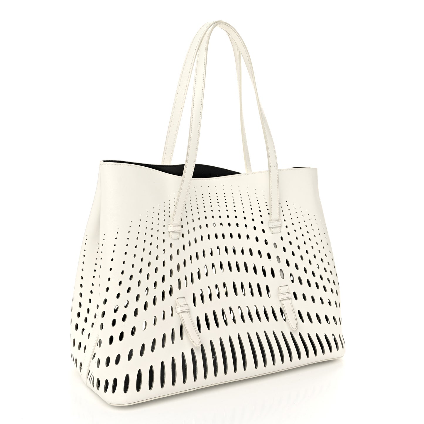 Calfskin Laser Cut Mina 32 Bag White